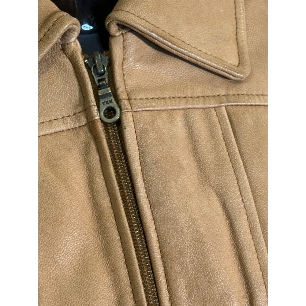 Wilsons Leather Jacket Womens Large Brown Genuine Edgy Biker Moto Zip Up - Picture 6 of 16